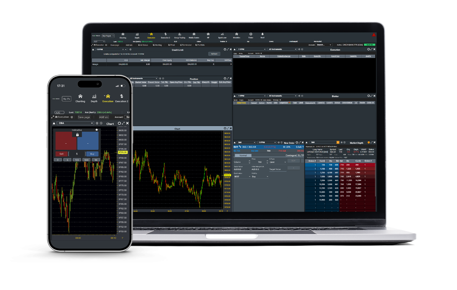 trading laptop and mobile